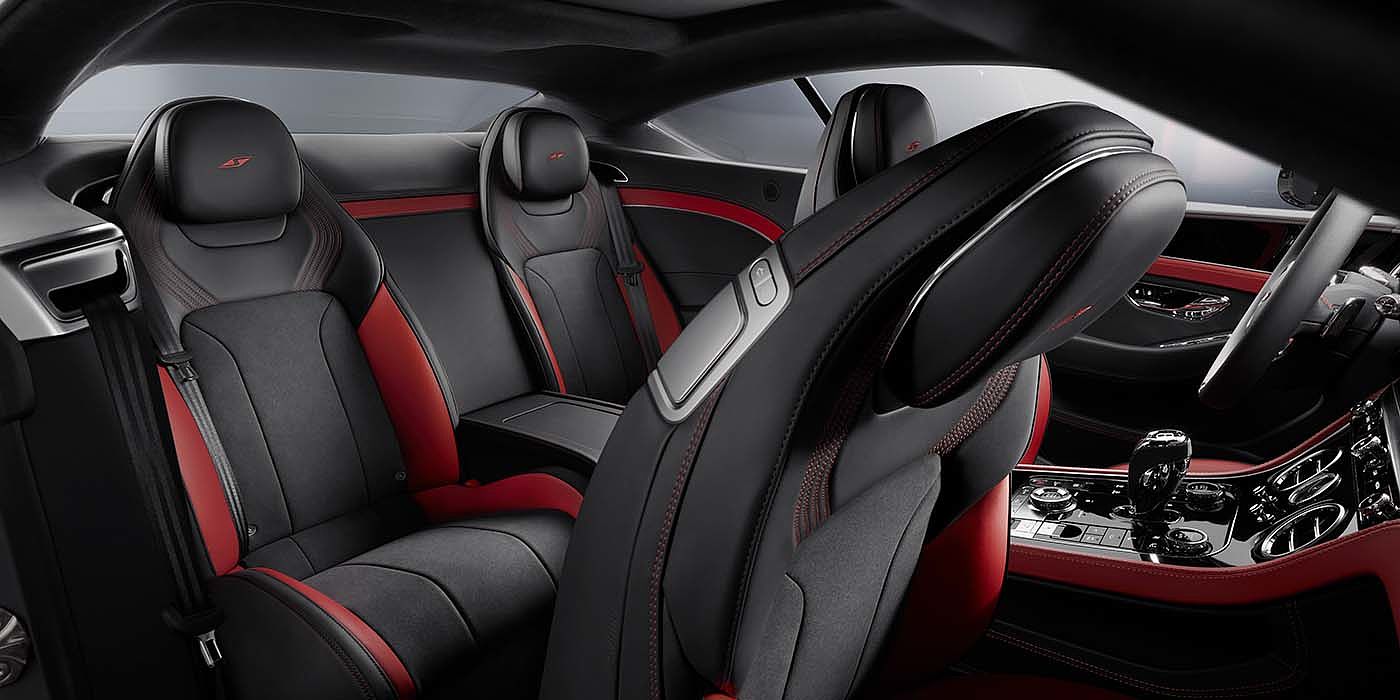 Bentley Doha Bentley Continental GT S coupe in Beluga black and Hotspur red hide with S emblem stitching