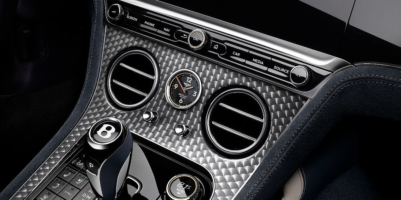 Bentley Doha Bentley Continental GTC Speed convertible front interior engine spin veneer detail