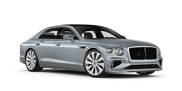 Bentley Doha New Bentley Flying Spur sedan front three quarter in Silverlake paint