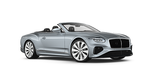 Bentley Doha New Bentley Continental GTC convertible front three quarters in Silverlake paint