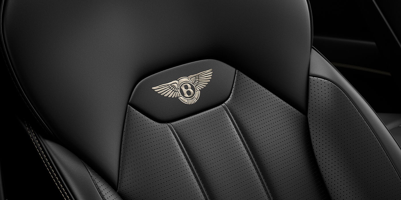 Bentley Doha Bentley Bentayga SUV seat detail in Beluga black hide